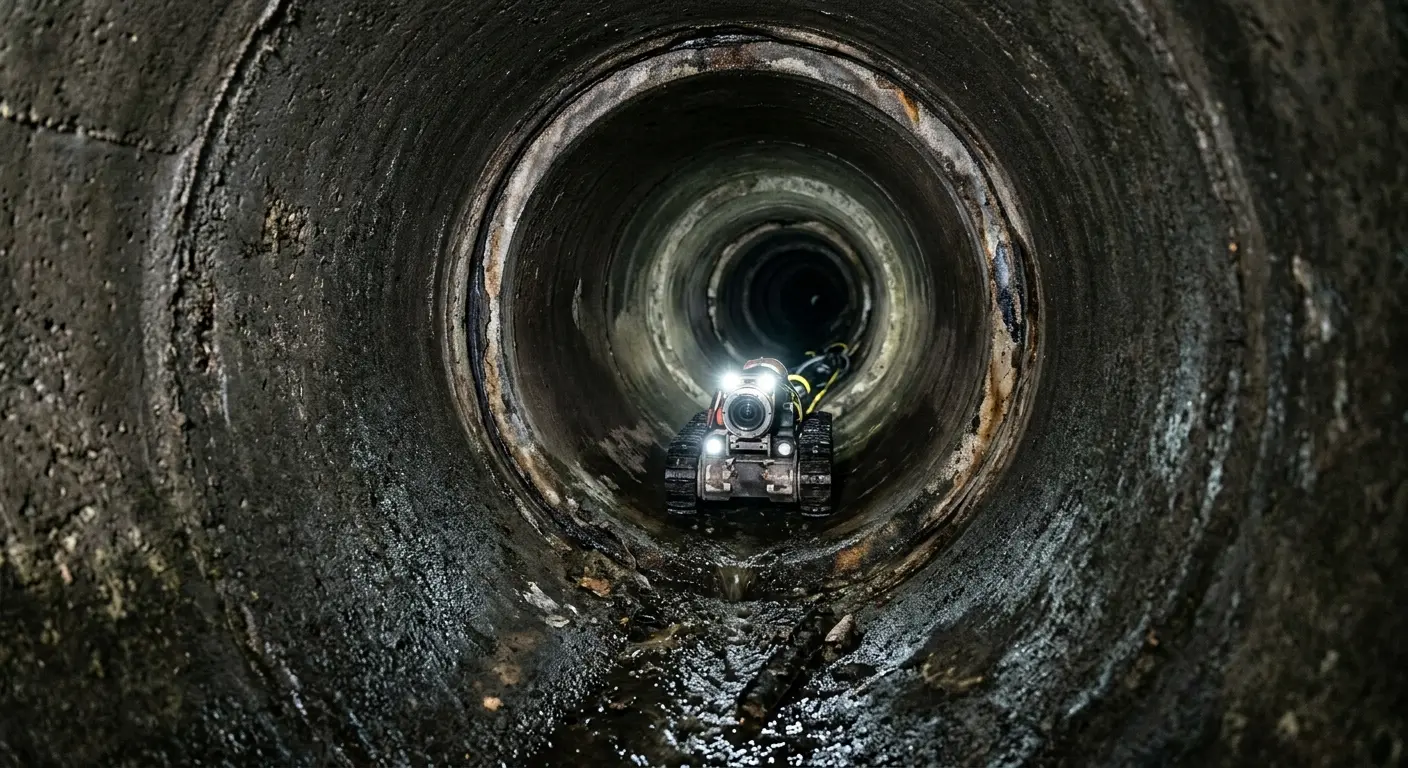 Robotic sewer camera inspecting pipe interior for Drain Snake Service in Los Ranchos de Albuquerque